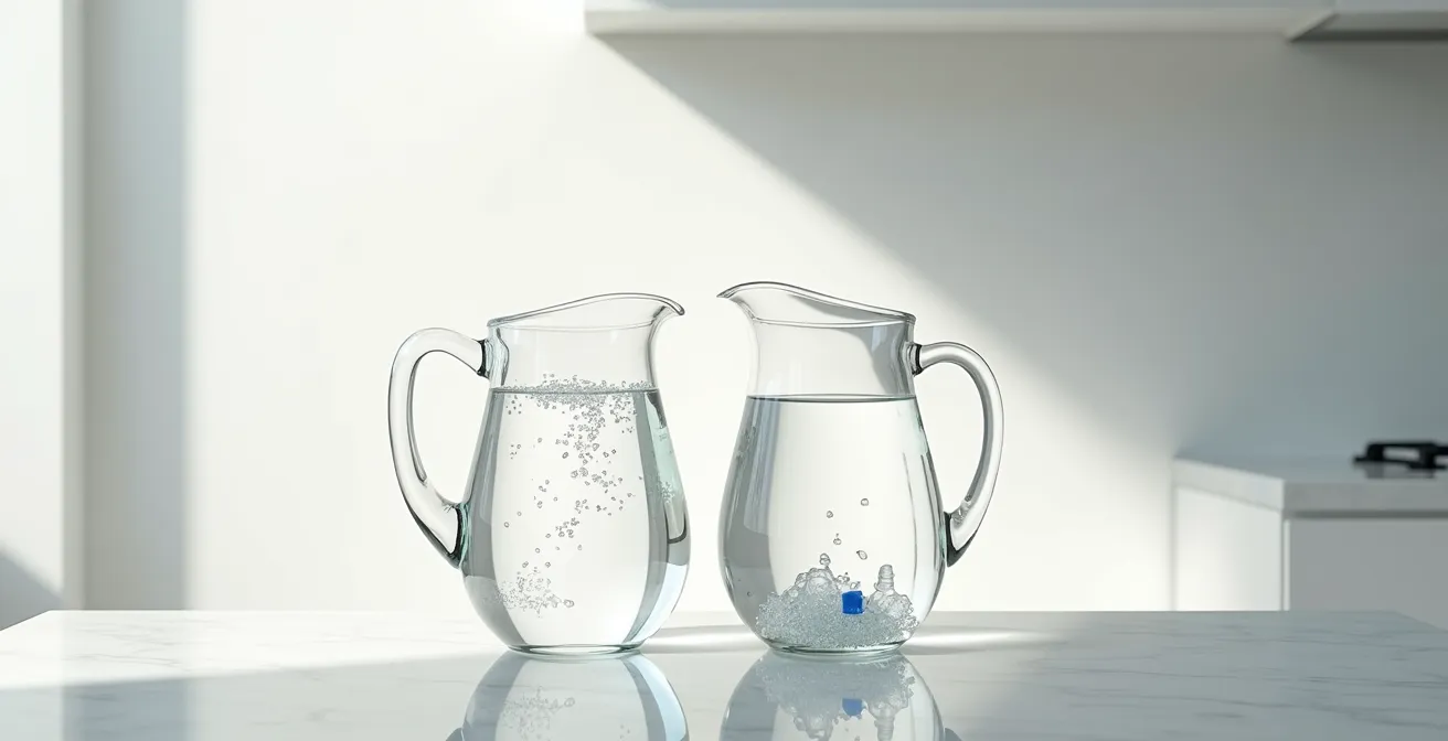 Comparaison visuelle de la contamination en microplastiques entre eau du robinet et eau en bouteille