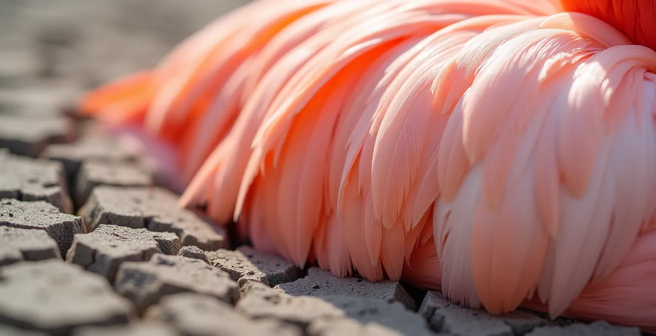 Flamants roses et hérons dans les dernières flaques d'eau de Doñana